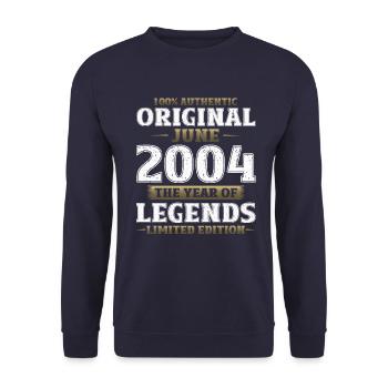 Original June 2004 Vintage 2004 Birthday 2004 - Unisex Sweatshirt - navy - Front - Alina (178cm) & Michal (187cm)