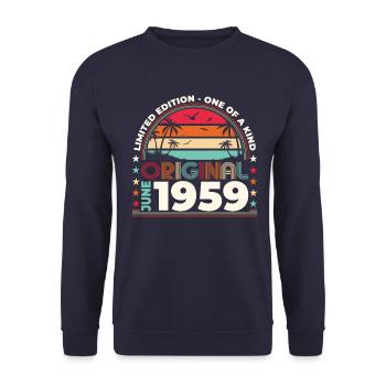 Original Juin 1959 Millésime 1959 Anniversaire 1959 - Sweat-shirt Unisexe - marine - Devant - Alina (178cm) & Michal (187cm)