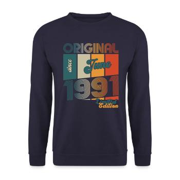 Original June 1991 Vintage 1991 Birthday 1991 - Unisex Sweatshirt - navy - Front - Alina (178cm) & Michal (187cm)