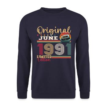 Cassette June 1991 Vintage 1991 Birthday 1991 - Unisex Sweatshirt - navy - Front - Alina (178cm) & Michal (187cm)