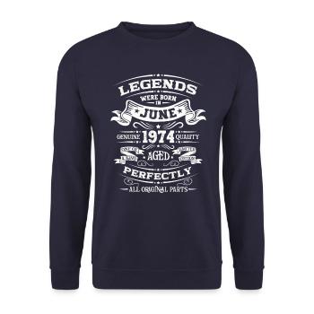 50e anniversaire Original juin 1974 Né en 1974 - Sweat-shirt Unisexe - marine - Devant - Alina (178cm) & Michal (187cm)