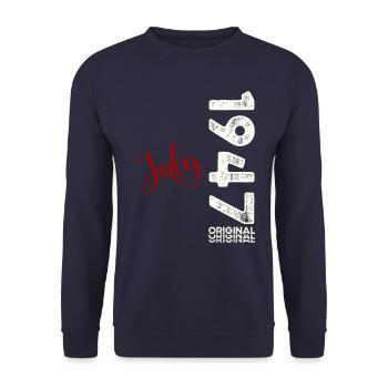 77th Birthday Original July 1947 Born 1947 - Unisex Sweatshirt - navy - Front - Alina (178cm) & Michal (187cm)