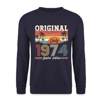 50e anniversaire Original juin 1974 Né en 1974 - Sweat-shirt Unisexe - marine - Devant - Alina (178cm) & Michal (187cm)