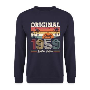 65th Birthday, Born 1959 ORIGINAL 1959 - Unisex Sweatshirt - navy - Front - Alina (178cm) & Michal (187cm)