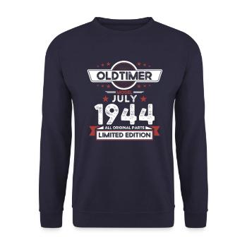 80ème Anniversaire Voiture Classique Juillet 1944 Millésime 1944 - Sweat-shirt Unisexe - marine - Devant - Alina (178cm) & Michal (187cm)