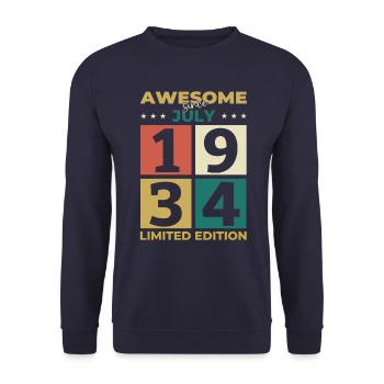 90th Birthday Original July 1934 Born 1934 - Unisex Sweatshirt - navy - Front - Alina (178cm) & Michal (187cm)