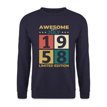 66th Birthday Original July 1958 Born 1958 - Unisex Sweatshirt - navy - Front - Alina (178cm) & Michal (187cm)