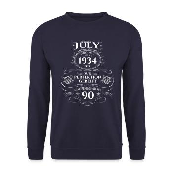 90th Birthday Original July 1934 Born 1934 - Unisex Sweatshirt - navy - Front - Alina (178cm) & Michal (187cm)