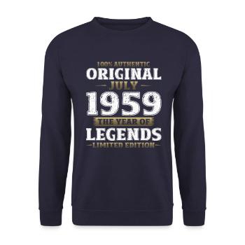 65th Birthday, Born 1959 ORIGINAL 1959 - Unisex Sweatshirt - navy - Front - Alina (178cm) & Michal (187cm)