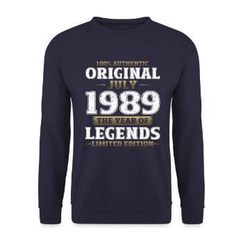 35ème Anniversaire Original 1989 Millésime 1989 - Sweat-shirt Unisexe - marine - Devant - Alina (178cm) & Michal (187cm)