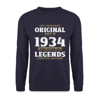90th Birthday Original July 1934 Born 1934 - Unisex Sweatshirt - navy - Front - Alina (178cm) & Michal (187cm)