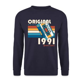 33rd Birthday Cassette July 1991 Vintage 1991 - Unisex Sweatshirt - navy - Front - Alina (178cm) & Michal (187cm)
