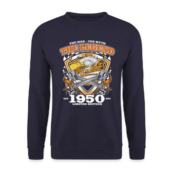 75th Birthday Original Vintage 1950's Artisan - Unisex Sweatshirt - navy - Front - Alina (178cm) & Michal (187cm)