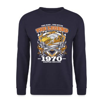 55e anniversaire Original Vintage 1970 Artisan - Sweat-shirt Unisexe - marine - Devant - Alina (178cm) & Michal (187cm)