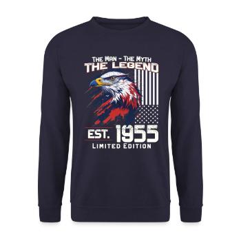 69. Geburtstag Baujahr 1955 Jahrgang 1955 Legende - Unisex Pullover - Navy - Vorne - Alina (178cm) & Michal (187cm)
