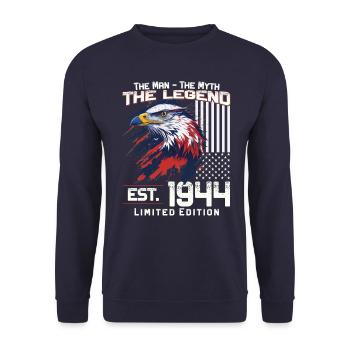 90ème Anniversaire Année 1944 Cru 1944 Légende - Sweat-shirt Unisexe - marine - Devant - Alina (178cm) & Michal (187cm)