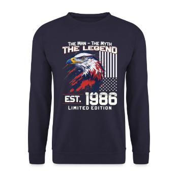 38th Birthday Year 1986 Vintage 1986 Legend - Unisex Sweatshirt - navy - Front - Alina (178cm) & Michal (187cm)