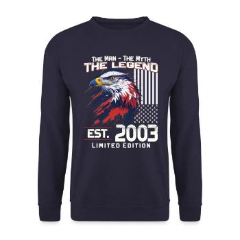 21ème Anniversaire Année 2003 Millésime 2003 Légende - Sweat-shirt Unisexe - marine - Devant - Alina (178cm) & Michal (187cm)