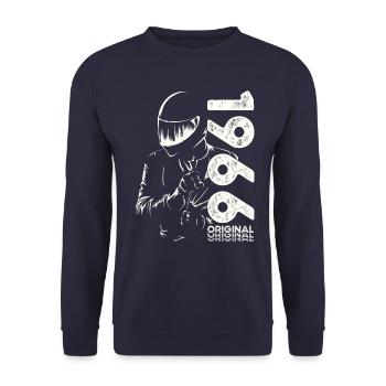 58ème Anniversaire Vintage 1966 Motard Motard - Sweat-shirt Unisexe - marine - Devant - Alina (178cm) & Michal (187cm)