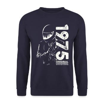 50ème Anniversaire Vintage 1975 Motard Motard - Sweat-shirt Unisexe - marine - Devant - Alina (178cm) & Michal (187cm)