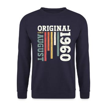 64ème Anniversaire Original Août 1960 Millésime 1960 - Sweat-shirt Unisexe - marine - Devant - Alina (178cm) & Michal (187cm)