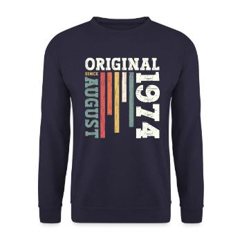 50e anniversaire Original août 1974 Né en 1974 - Sweat-shirt Unisexe - marine - Devant - Alina (178cm) & Michal (187cm)