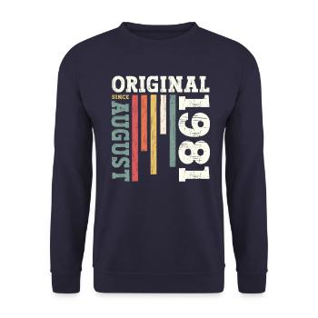 43rd Birthday Original August 1981 Born 1981 - Unisex Sweatshirt - navy - Front - Alina (178cm) & Michal (187cm)