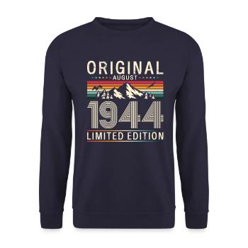 80th Birthday Original August 1944 Born 1944 - Unisex Sweatshirt - navy - Front - Alina (178cm) & Michal (187cm)