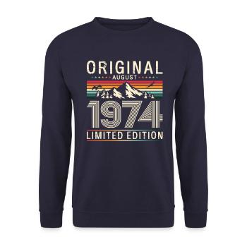 50e anniversaire Original août 1974 Né en 1974 - Sweat-shirt Unisexe - marine - Devant - Alina (178cm) & Michal (187cm)