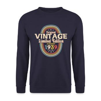 85th Birthday Original August 1939 Born 1939 - Unisex Sweatshirt - navy - Front - Alina (178cm) & Michal (187cm)