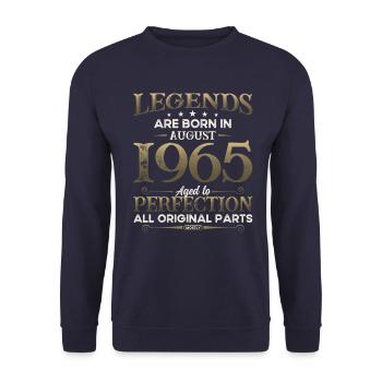 60e anniversaire Original août 1965 Né en 1965 - Sweat-shirt Unisexe - marine - Devant - Alina (178cm) & Michal (187cm)