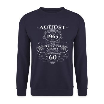 60. Geburtstag Original August 1965 Jahrgang 1965 - Unisex Pullover - Navy - Vorne - Alina (178cm) & Michal (187cm)