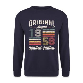 66th Birthday Original August 1958 Born 1958 - Unisex Sweatshirt - navy - Front - Alina (178cm) & Michal (187cm)