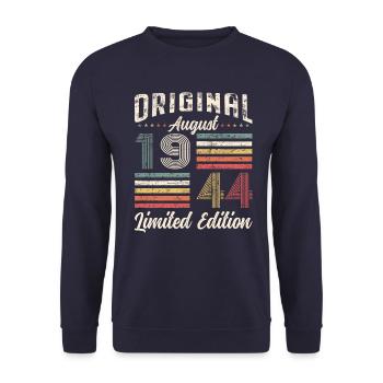 80th Birthday Original August 1944 Born 1944 - Unisex Sweatshirt - navy - Front - Alina (178cm) & Michal (187cm)