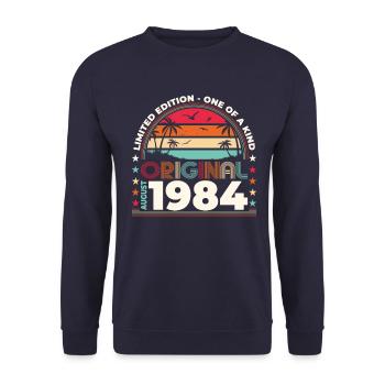 40ème Anniversaire Original Août 1984 Millésime 1984 - Sweat-shirt Unisexe - marine - Devant - Alina (178cm) & Michal (187cm)