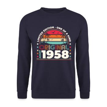66th birthday Original August 1958 Year 1958 - Unisex Sweatshirt - navy - Front - Alina (178cm) & Michal (187cm)