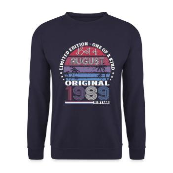 35. Geburtstag Original August 1989 Jahrgang 1989 - Unisex Pullover - Navy - Vorne - Alina (178cm) & Michal (187cm)