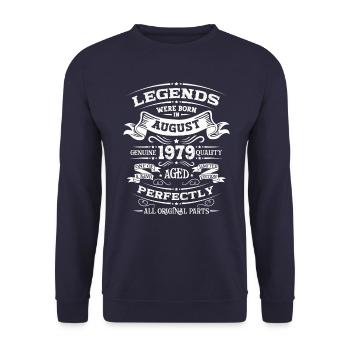 45e anniversaire Original août 1979 Né en 1979 - Sweat-shirt Unisexe - marine - Devant - Alina (178cm) & Michal (187cm)