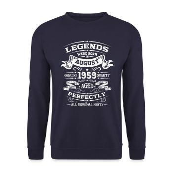 65. Geburtstag Original August 1959 Jahrgang 1959 - Unisex Pullover - Navy - Vorne - Alina (178cm) & Michal (187cm)