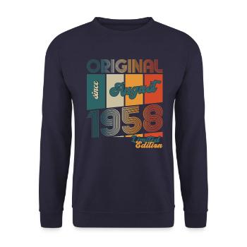 66th Birthday Original August 1958 Born 1958 - Unisex Sweatshirt - navy - Front - Alina (178cm) & Michal (187cm)