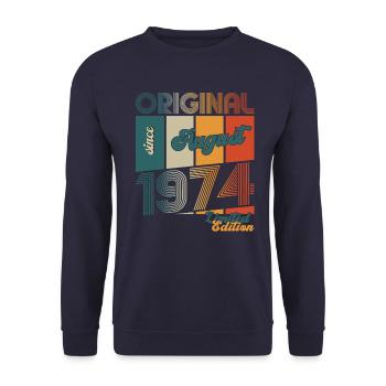 50e anniversaire Original août 1974 Né en 1974 - Sweat-shirt Unisexe - marine - Devant - Alina (178cm) & Michal (187cm)
