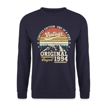 30th Birthday Original August 1994 Vintage 1994 - Unisex Sweatshirt - navy - Front - Alina (178cm) & Michal (187cm)