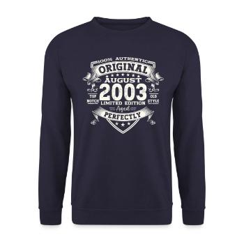 21st Birthday Original August 2003 Vintage 2003 - Unisex Sweatshirt - navy - Front - Alina (178cm) & Michal (187cm)