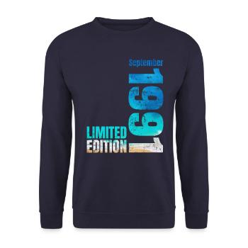 33rd birthday September 1991 Born 1991 - Unisex Sweatshirt - navy - Front - Alina (178cm) & Michal (187cm)
