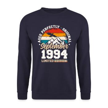 30. Geburtstag Original September 1994 Jahrgang 94 - Unisex Pullover - Navy - Vorne - Alina (178cm) & Michal (187cm)
