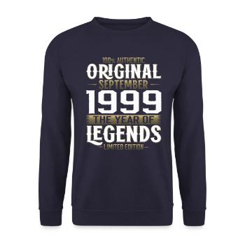 25ème Anniversaire Millésime Septembre 1999 Cru 99 - Sweat-shirt Unisexe - marine - Devant - Alina (178cm) & Michal (187cm)
