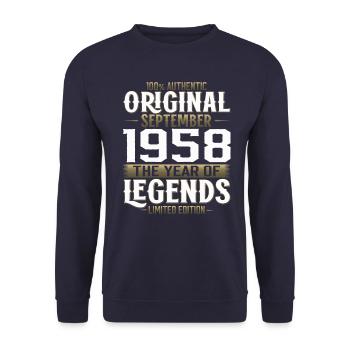 66ème Anniversaire Millésime Septembre 1958 Cru 58 - Sweat-shirt Unisexe - marine - Devant - Alina (178cm) & Michal (187cm)