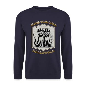 Hissterisches Halloween - Unisex Pullover - Navy - Vorne - Alina (178cm) & Michal (187cm)