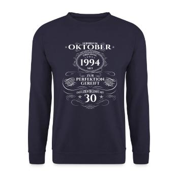30. Geburtstag Original Oktober 1994 Jahrgang 94 - Unisex Pullover - Navy - Vorne - Alina (178cm) & Michal (187cm)