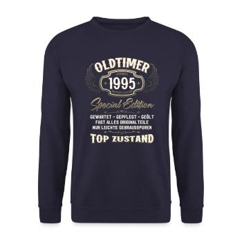 30ème Anniversaire Voiture Classique Décembre 1995 Millésime 95 - Sweat-shirt Unisexe - marine - Devant - Alina (178cm) & Michal (187cm)